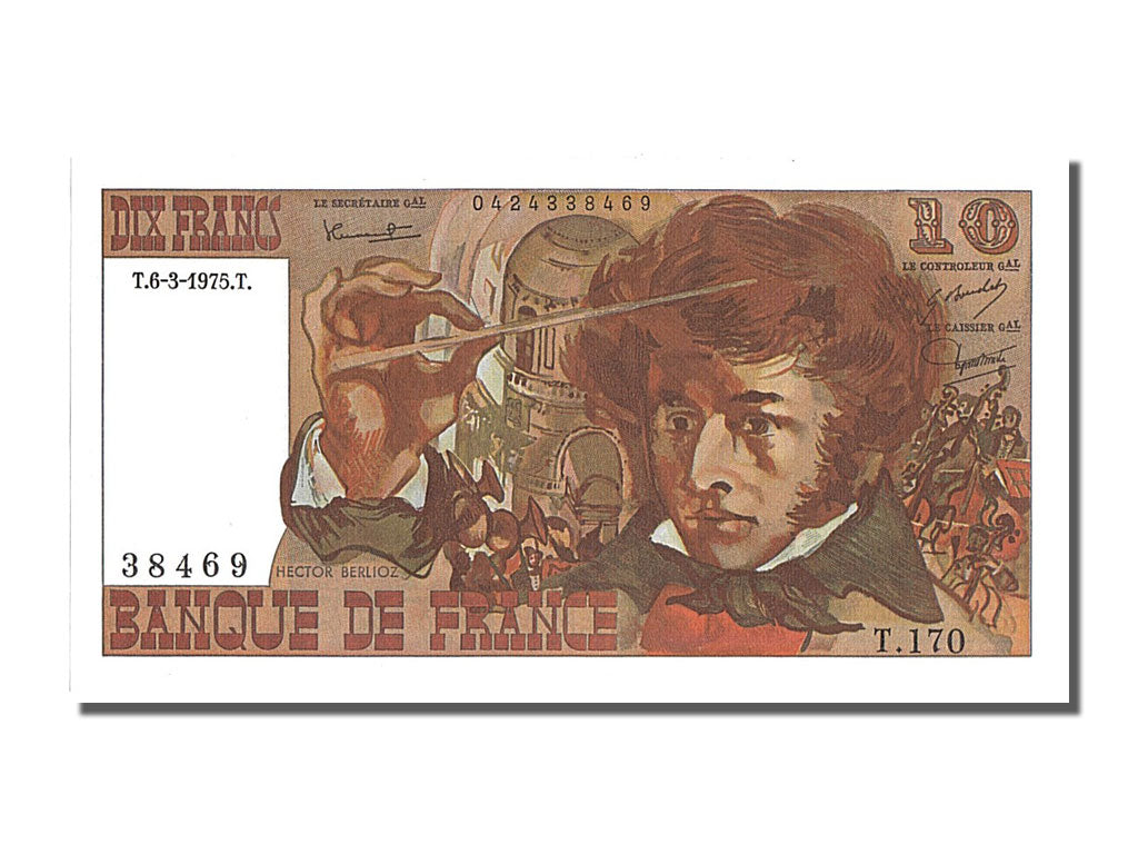France, 10 Francs, 10 F 1972-1978 ''Berlioz'', 1975, KM #150b, 1975-03-06,...