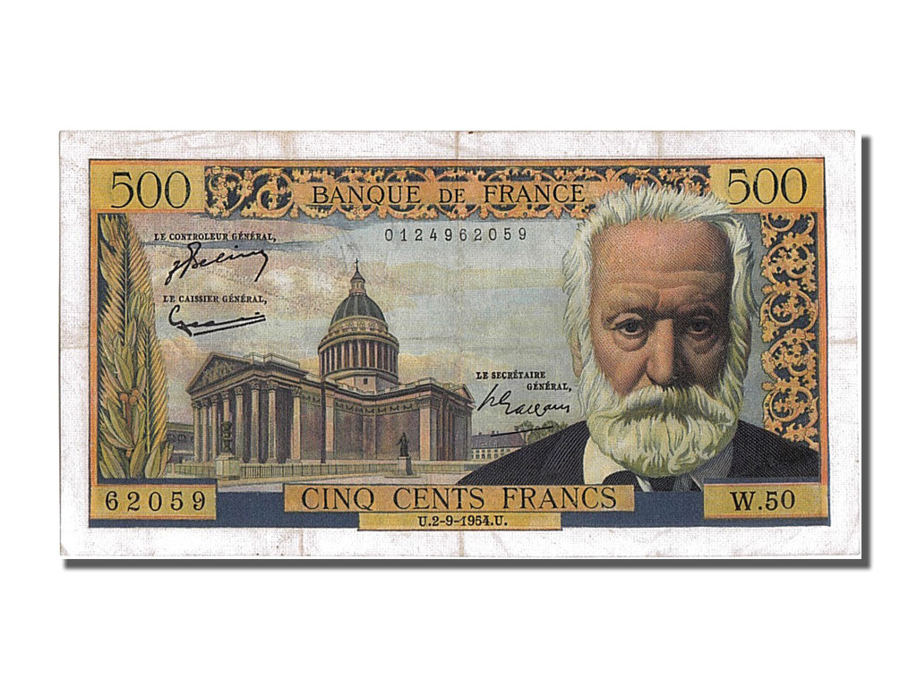 France, 500 Francs, 500 F 1954-1958 ''Victor Hugo'', 1954, KM #133a,...