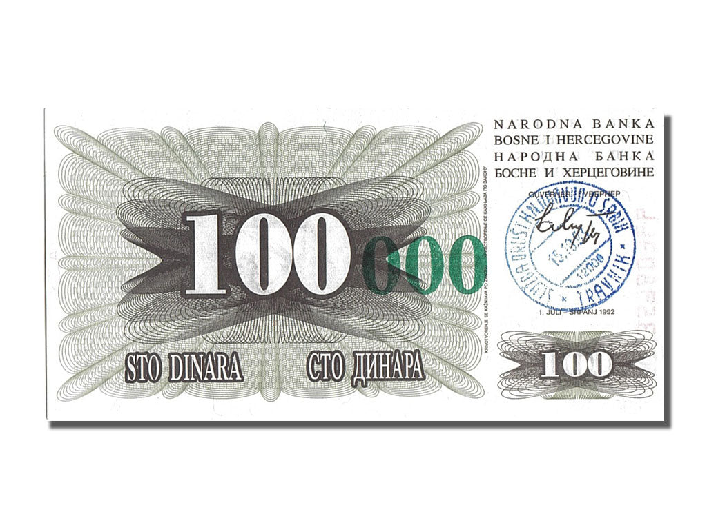 Banknote, Bosnia - Herzegovina, 100,000 Dinara, 1993, UNC(65-70)