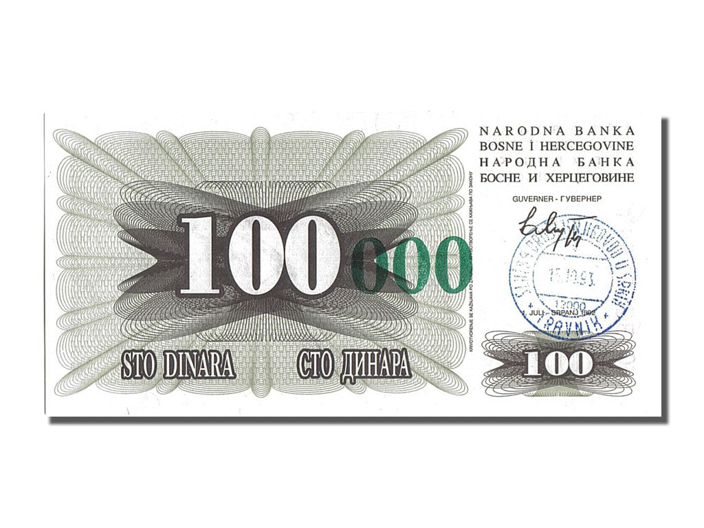 Banknote, Bosnia - Herzegovina, 100,000 Dinara, 1993, UNC(60-62)