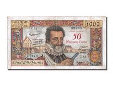 France, 50 Nouveaux Francs on 5000 Francs, 1955-1959 Overprinted with...