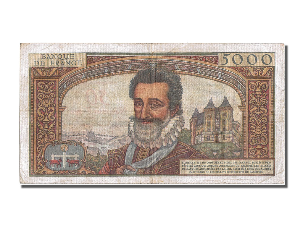France, 50 Nouveaux Francs on 5000 Francs, 1955-1959 Overprinted with...