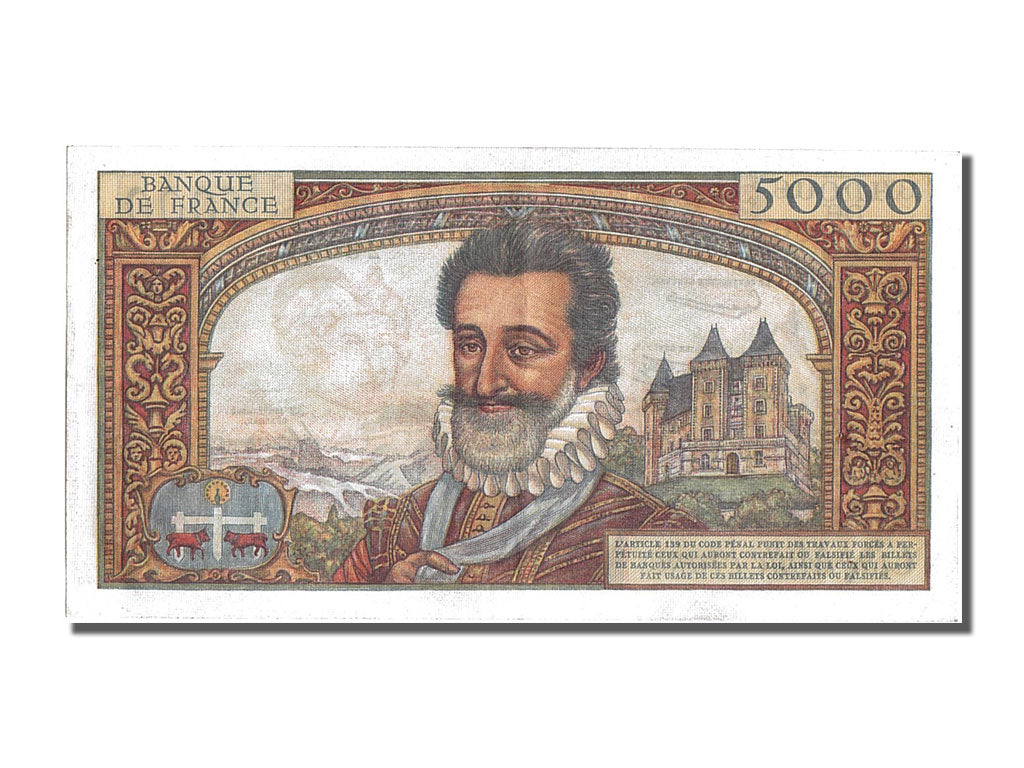 France, 5000 Francs, 5 000 F 1957-1958 ''Henri IV'', 1958, KM #135a,...