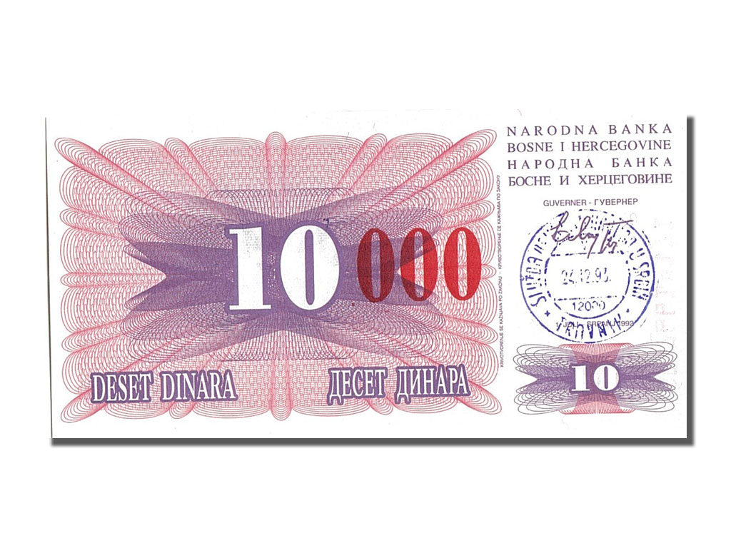 Banknote, Bosnia - Herzegovina, 10,000 Dinara, 1993, 1993-12-24, UNC(65-70)