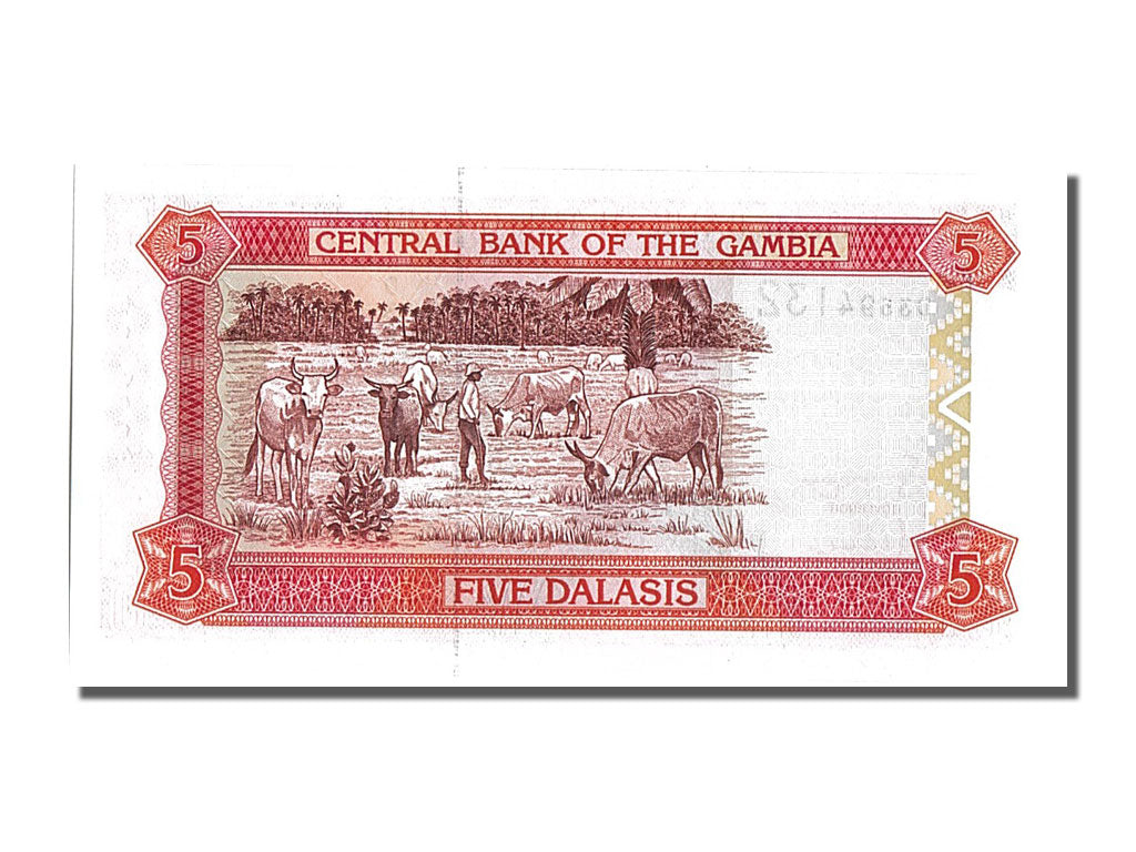 Billet, Gambia, 5 Dalasis, 2001, NEUF