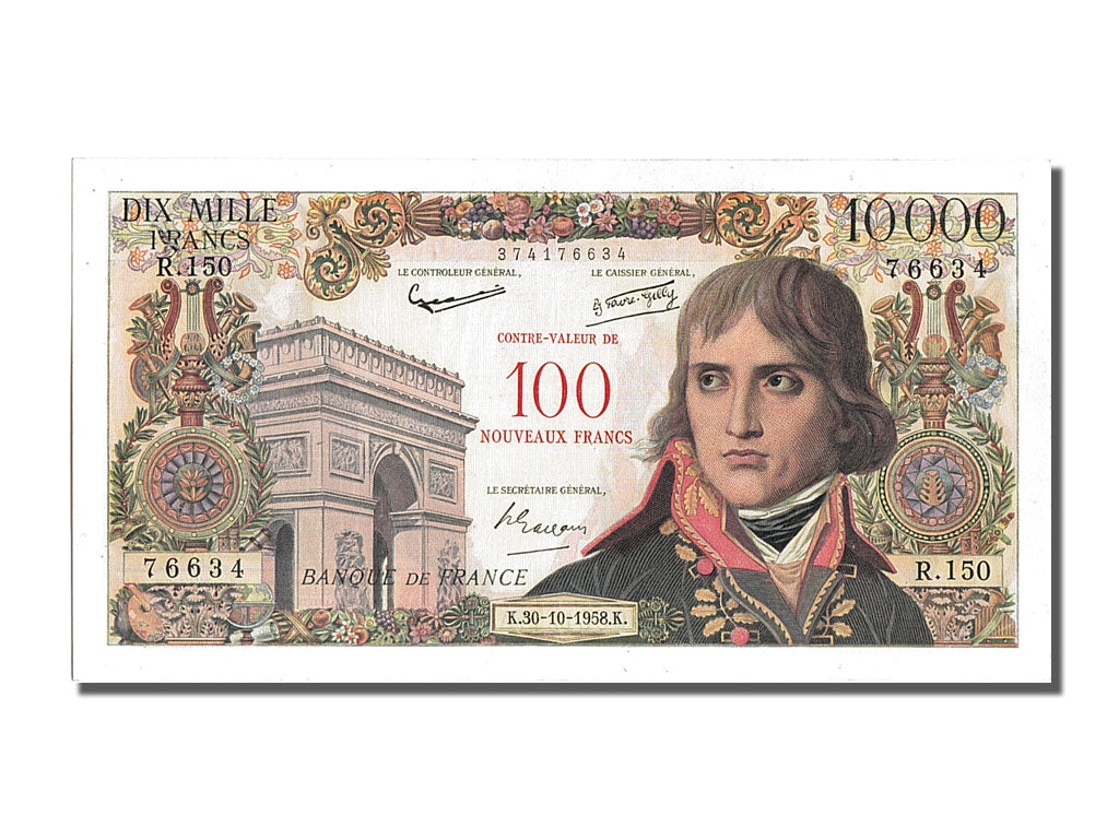 Francia, 100 Nouveaux Francs on 10,000 Francs, 1958, KM:140, 1958-10-30, BB+,...