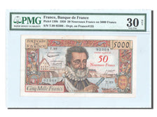 Geldschein, Frankreich, 50 Nouveaux Francs on 5000 Francs, 1955-1959 Overprinted