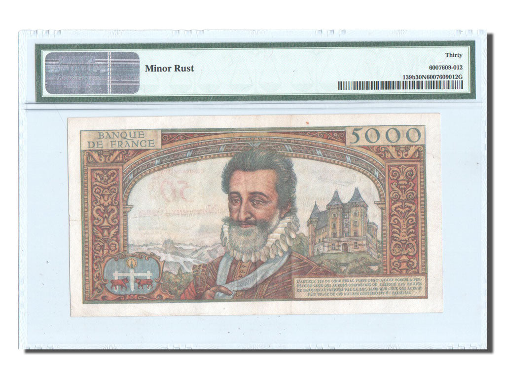 Banknote, France, 50 Nouveaux Francs on 5000 Francs, 1955-1959 Overprinted with