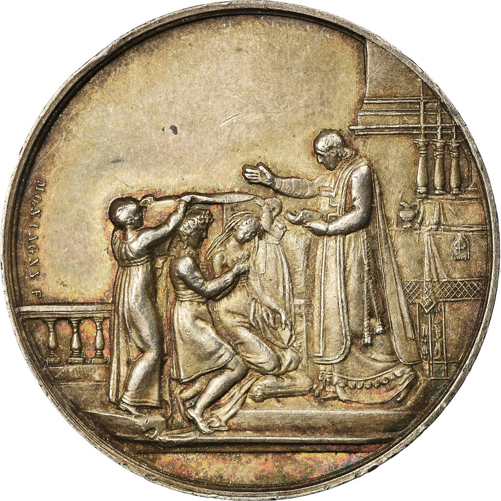 France, Medal, Noces , Mariage, Religions & beliefs, 1869, Montagny, AU(55-58)