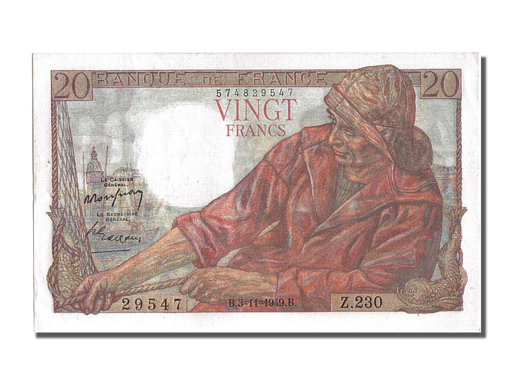 Billete, Francia, 20 Francs, 20 F 1942-1950 ''Pêcheur'', 1949, 1949-11-03, SC