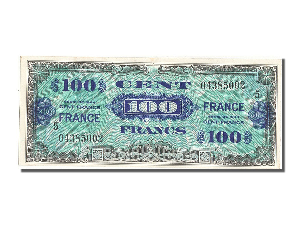 France, 100 Francs, 1945 Verso France, 1944, KM #123c, UNC(60-62), 043850025,...