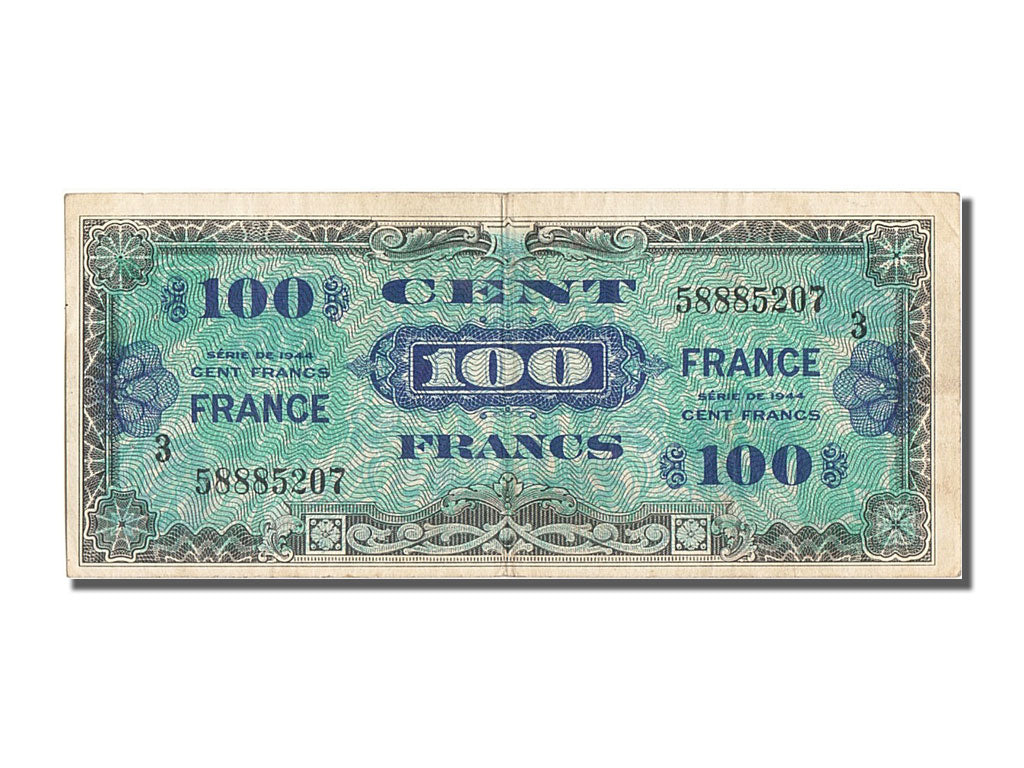 France, 100 Francs, 1945 Verso France, 1944, KM #123c, AU(50-53), 588852073,...