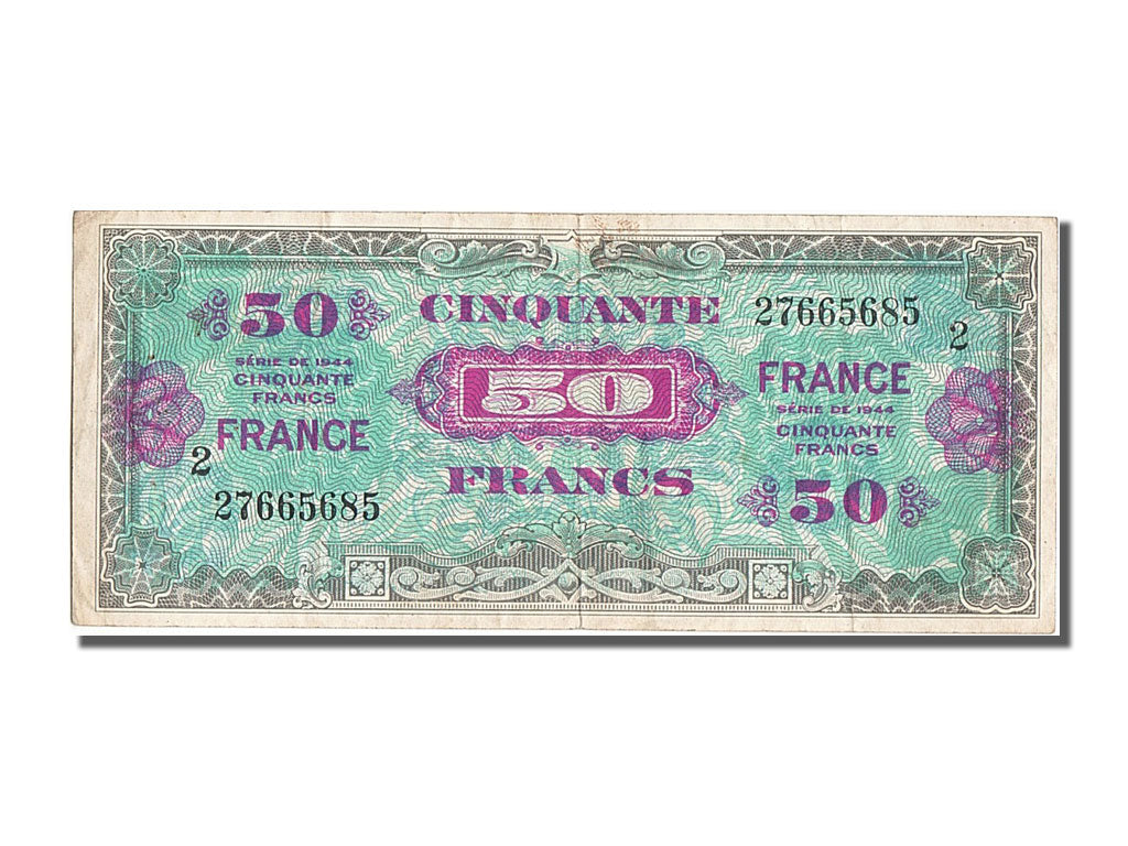 France, 50 Francs, 1945 Verso France, 1944, KM #122b, EF(40-45), 276656852,...