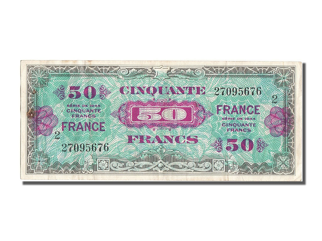 France, 50 Francs, 1945 Verso France, 1944, KM #122b, AU(50-53), 270956762,...