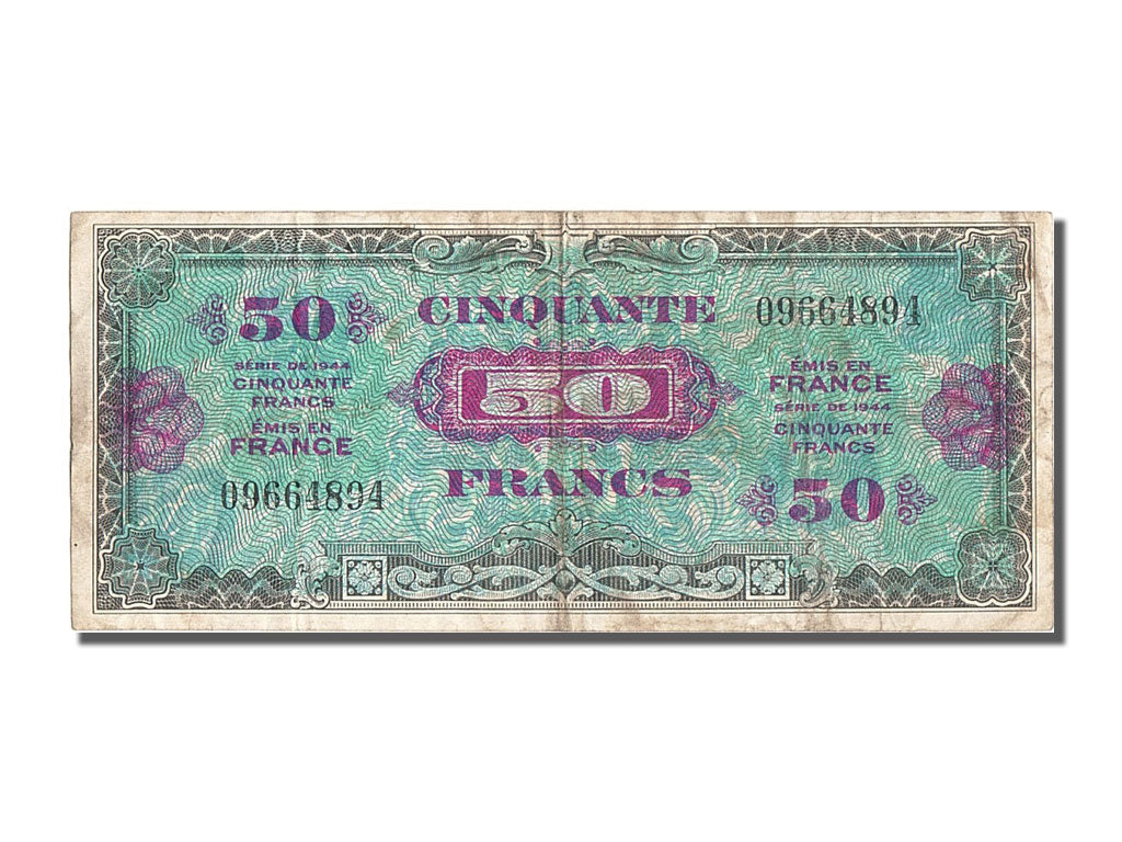 France, 50 Francs, 1944 Flag/France, 1944, KM #117a, EF(40-45), 09664894,...