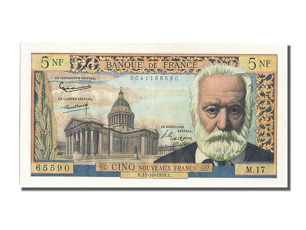 Francia, 5 Nouveaux Francs, 5 NF 1959-1965 ''Victor Hugo'', 1959, KM:141a, 19...