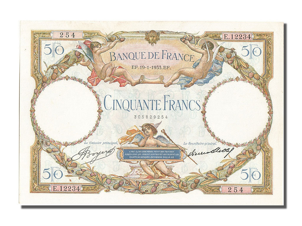Banknote, France, 50 Francs, 50 F 1927-1934 ''Luc Olivier Merson'', 1933