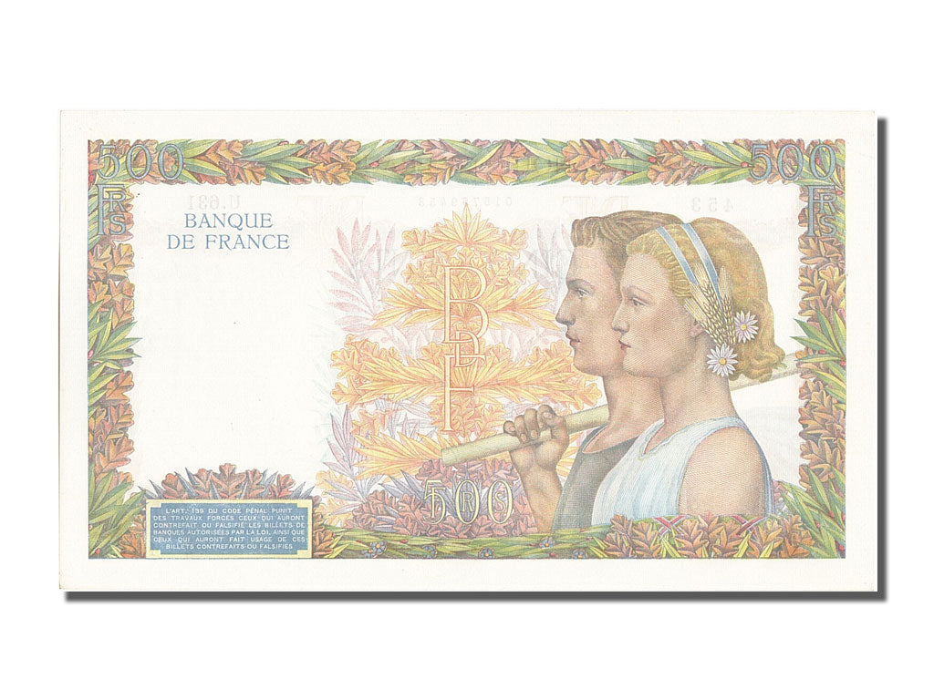 Banknote, France, 500 Francs, 500 F 1940-1944 ''La Paix'', 1940, 1940-07-11