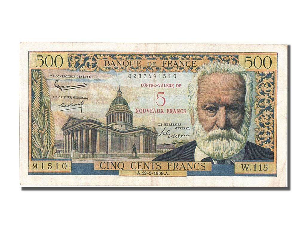 FRANCE, 5 NF / 500 Francs, 1955-1959 Overprinted with ''Nouveaux Francs'',...