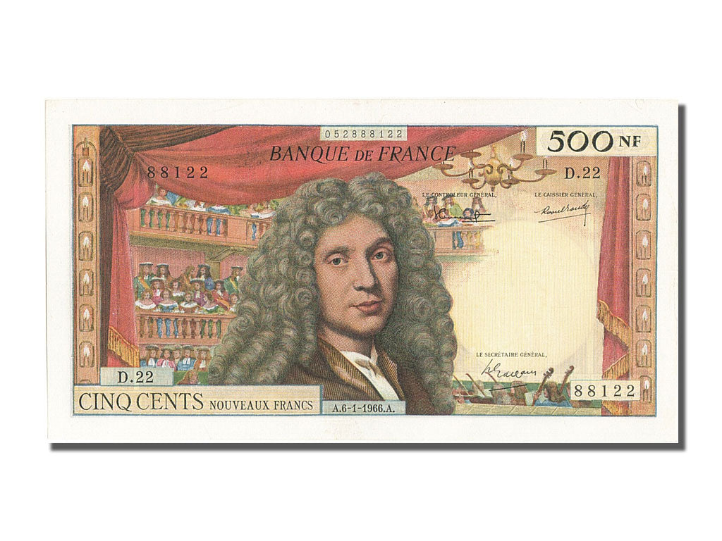 France, 500 Nouveaux Francs, 500 NF 1959-1966 ''Molière'', 1966, KM #145s, 1...