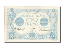 France, 5 Francs, 5 F 1912-1917 ''Bleu'', 1912, KM #70, 1912-12-05, UNC(63),...