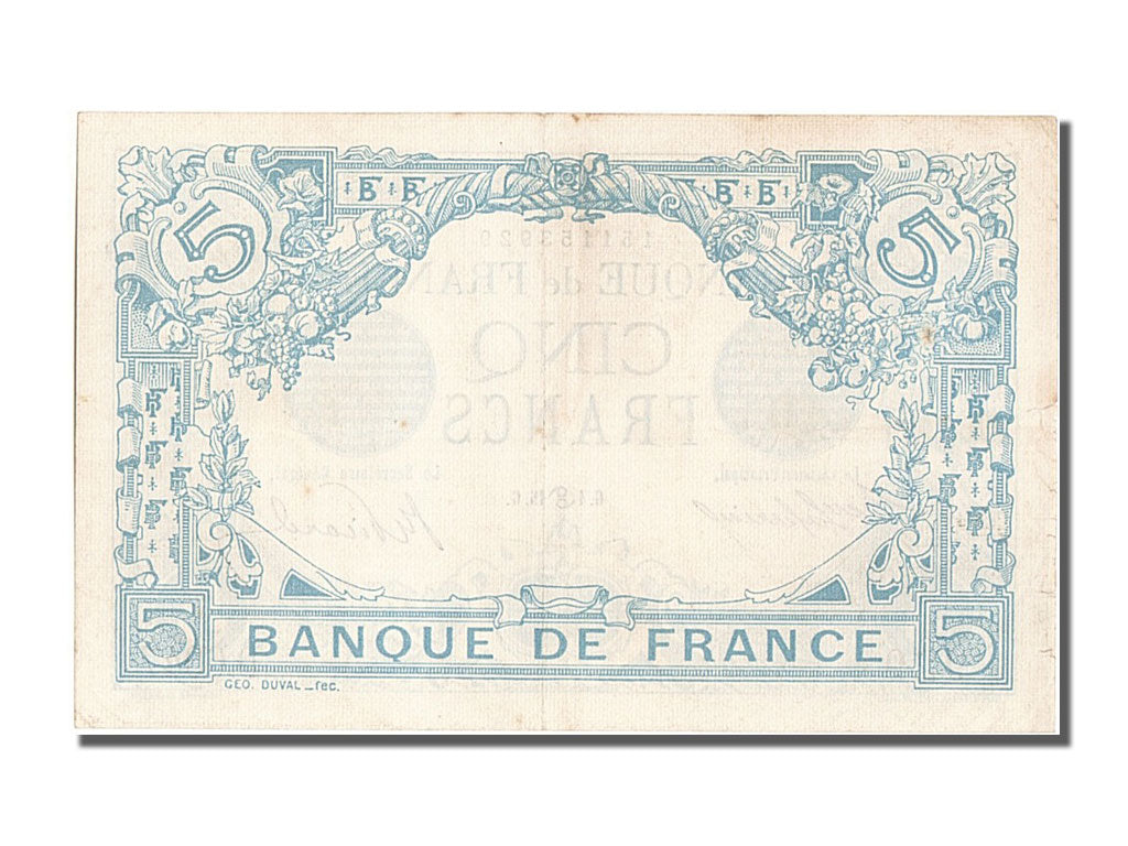 Banknote, France, 5 Francs, 5 F 1912-1917 ''Bleu'', 1915, 1915-06-04, AU(55-58)