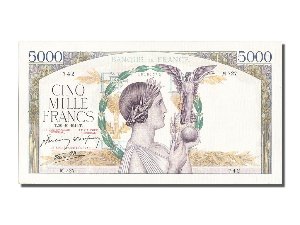 Biljet, Frankrijk, 5000 Francs, 5 000 F 1934-1944 ''Victoire'', 1941