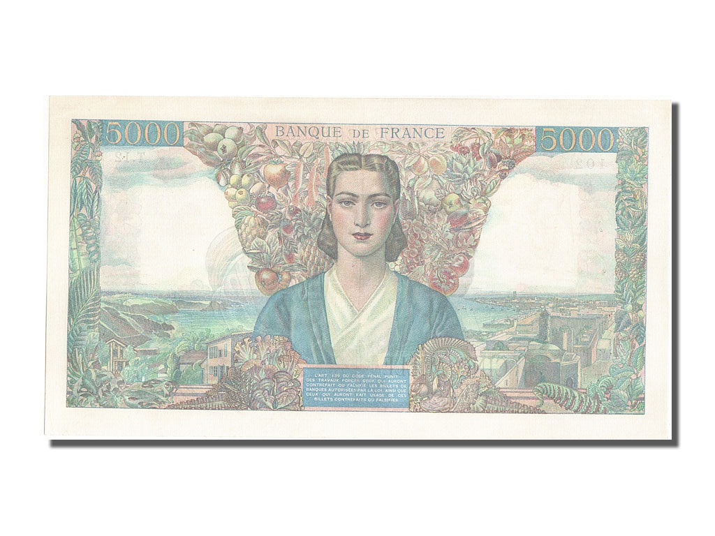 Geldschein, Frankreich, 5000 Francs, 5 000 F 1942-1947 ''Empire Français''