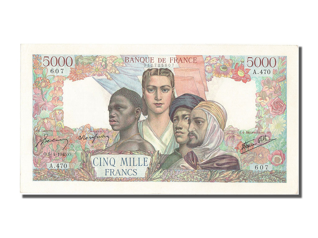 France, 5000 Francs, 5 000 F 1942-1947 ''Empire Français'', 1945, KM #103c, 1...