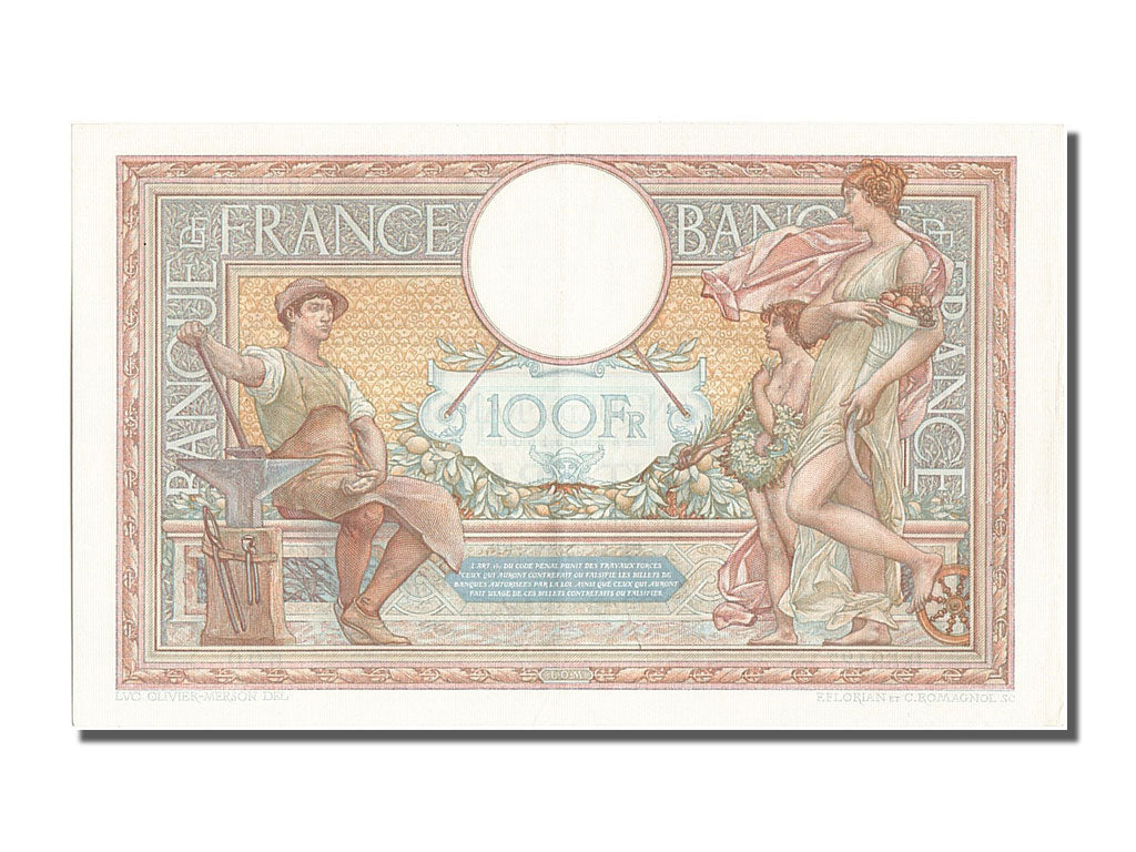 Biljet, Frankrijk, 100 Francs, 100 F 1908-1939 ''Luc Olivier Merson'', 1938