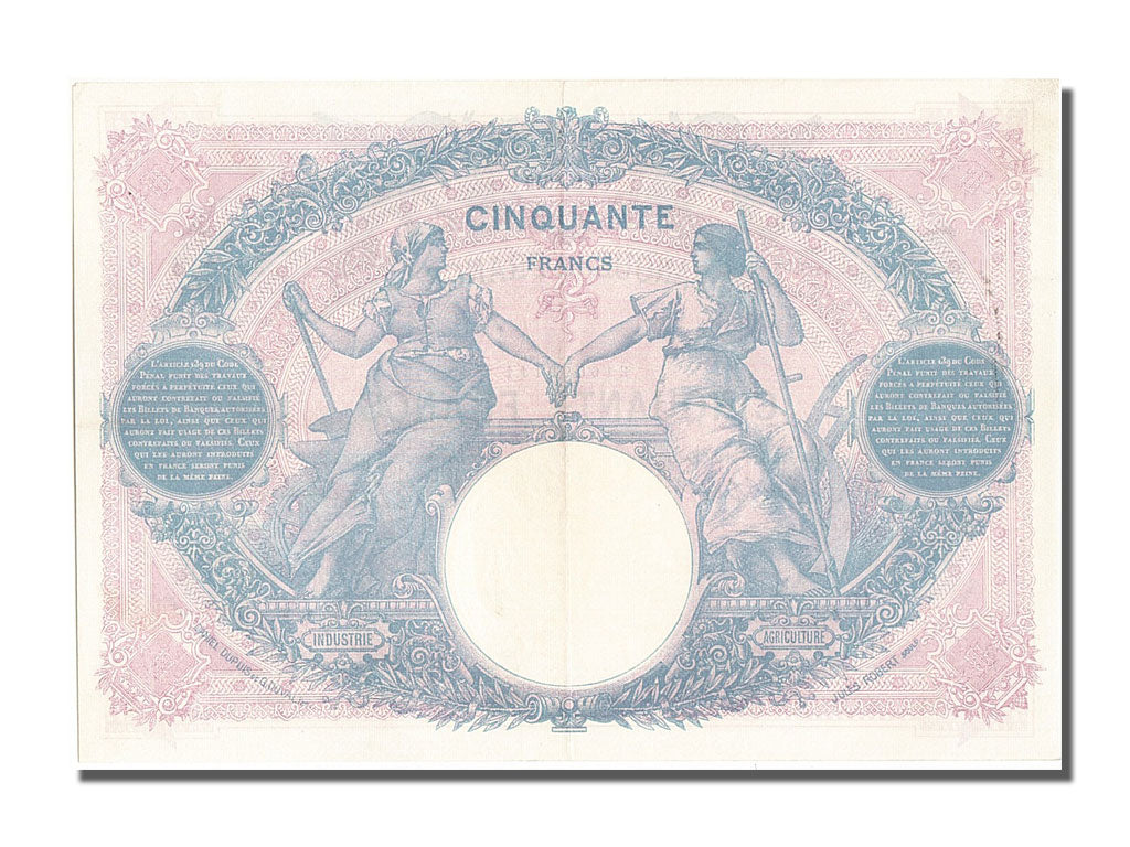 France, 50 Francs, 50 F 1889-1927 ''Bleu et Rose'', 1919, KM #64e, 1919-09-30,..