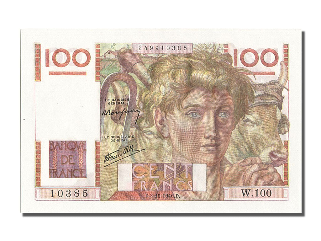 Francia, 100 Francs, 100 F 1945-1954 ''Jeune Paysan'', 1946, 1946-10-03, FDS,...