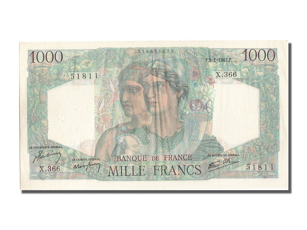 France, 1000 Francs, 1 000 F 1945-1950 ''Minerve et Hercule'', 1947, KM #130a,..