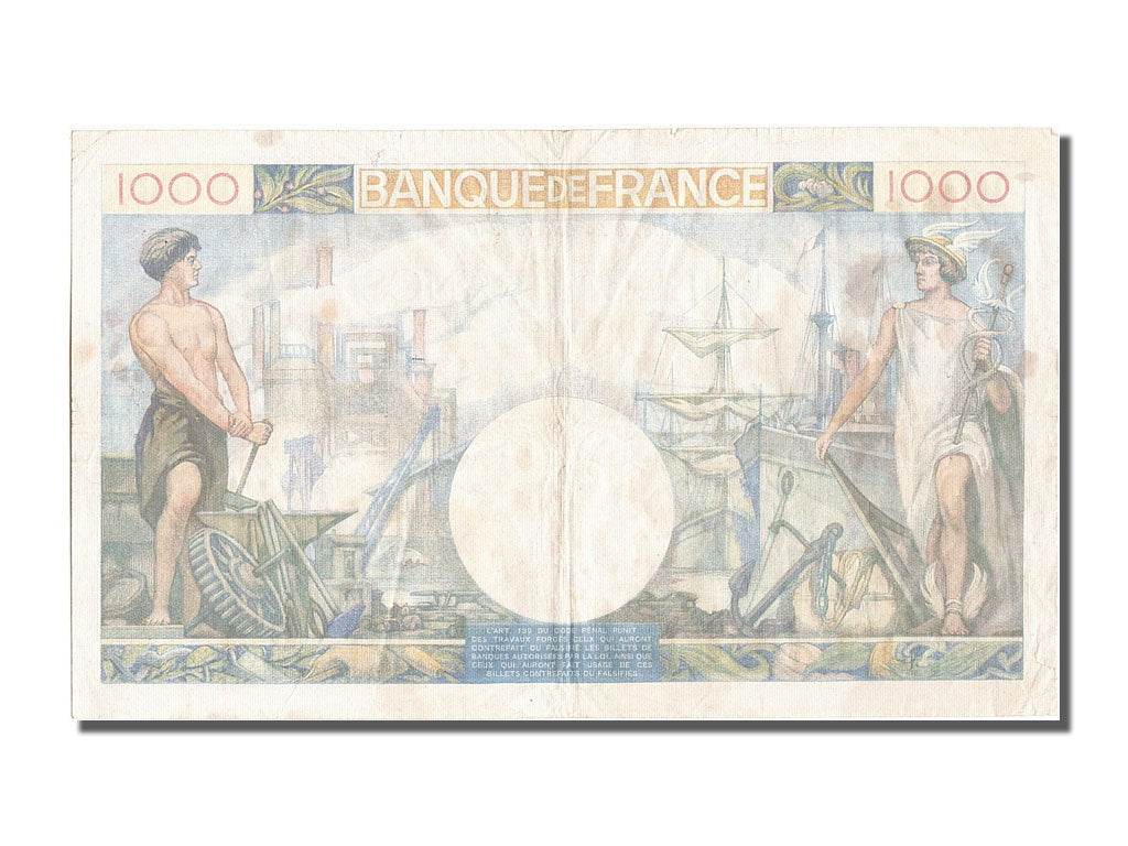 France, 1000 Francs, 1 000 F 1940-1944 ''Commerce et Industrie'', 1940, KM...