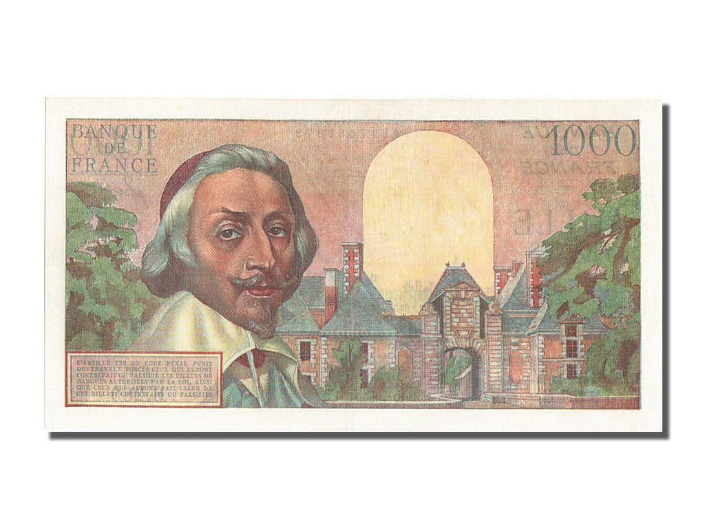 Billete, Francia, 1000 Francs, 1 000 F 1953-1957 ''Richelieu'', 1956
