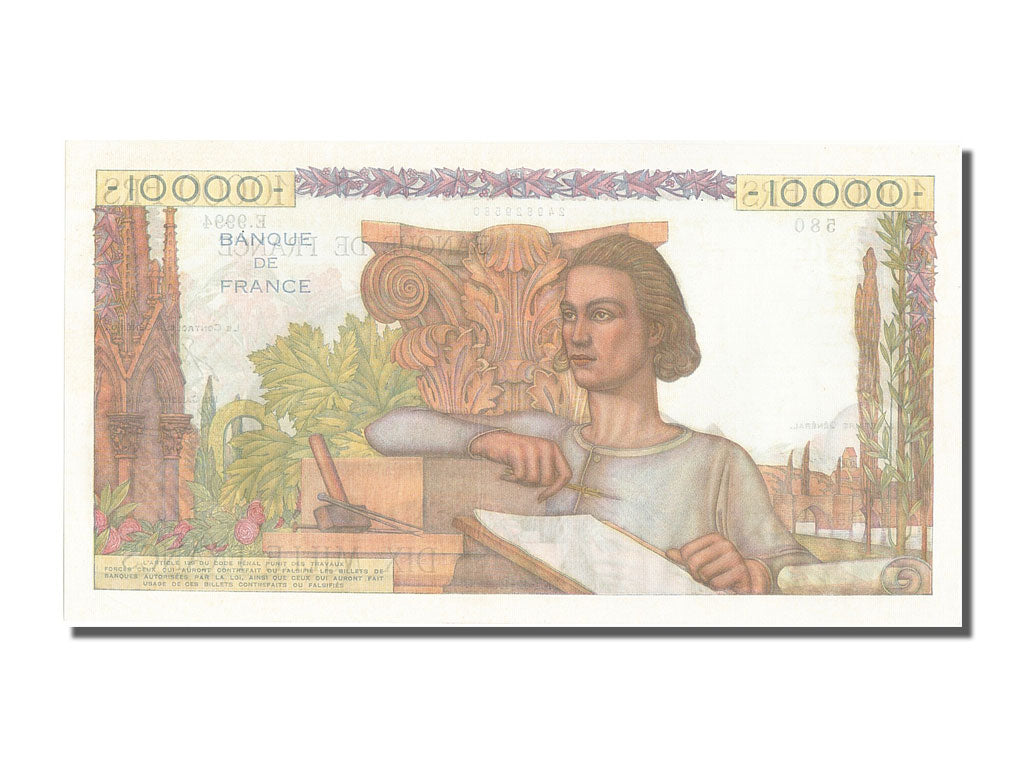 France, 10,000 Francs, 10 000 F 1945-1956 ''Génie Français'', 1955, KM #132d, 19