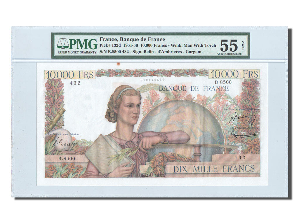 Banknote, France, 10,000 Francs, 10 000 F 1945-1956 ''Génie Français'', 1955