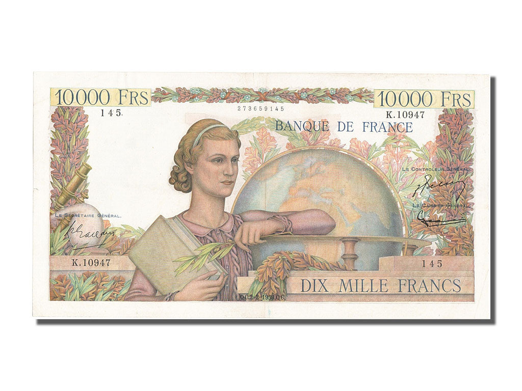 Billet, France, 10,000 Francs, 10 000 F 1945-1956 ''Génie Français'', 1956