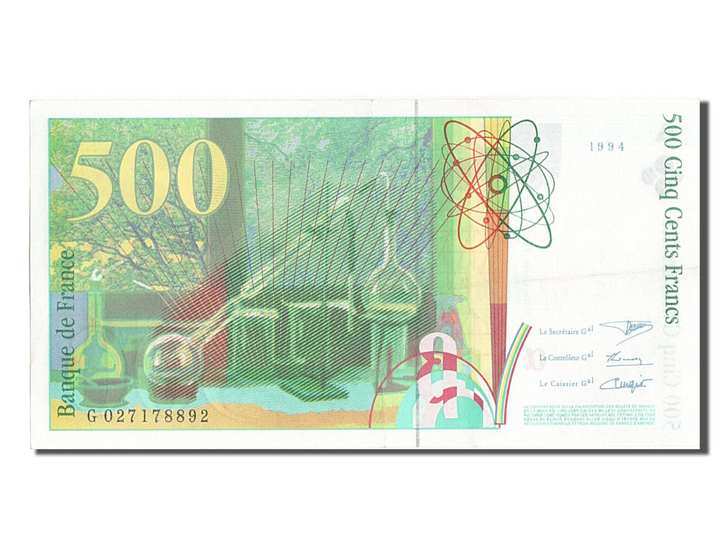 Billete, Francia, 500 Francs, 500 F 1994-2000 ''Pierre et Marie Curie'', 1994