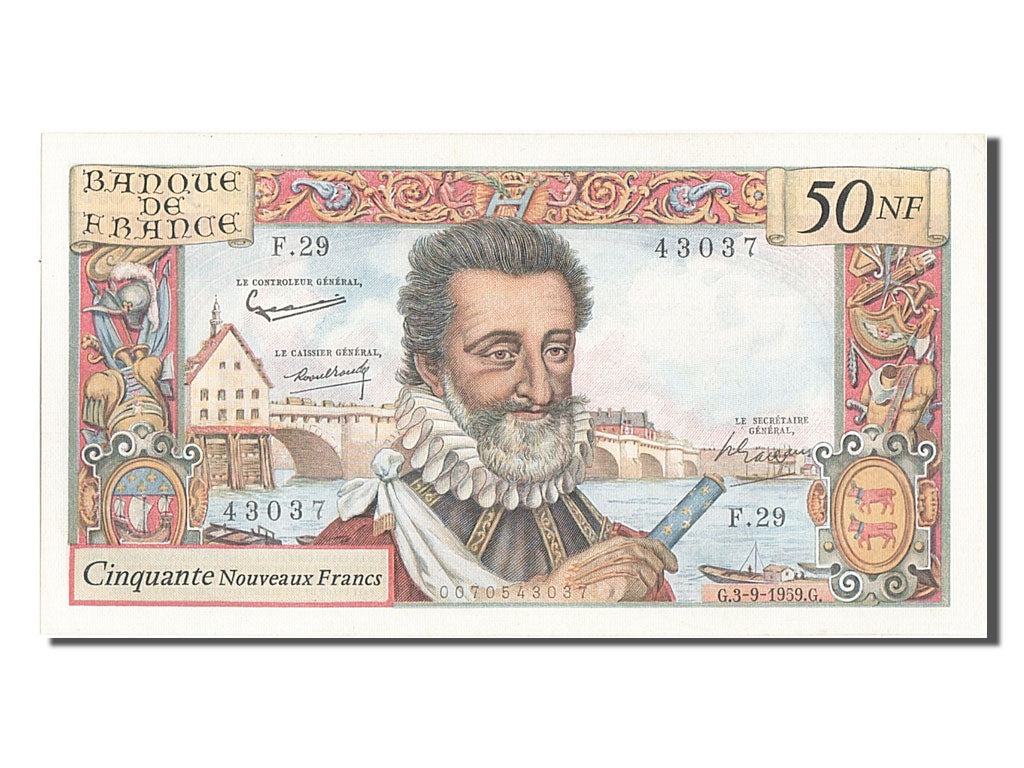 Banknote, France, 50 Nouveaux Francs, 50 NF 1959-1961 ''Henri IV'', 1959
