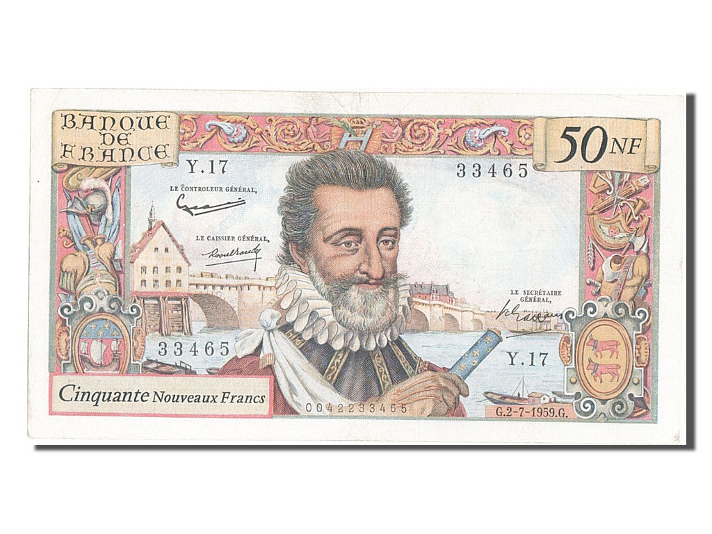 France, 50 Nouveaux Francs, 50 NF 1959-1961 ''Henri IV'', 1959, KM #143a,...