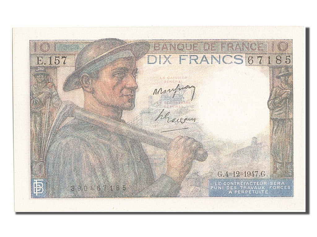 Banknote, France, 10 Francs, 10 F 1941-1949 ''Mineur'', 1947, 1947-12-04