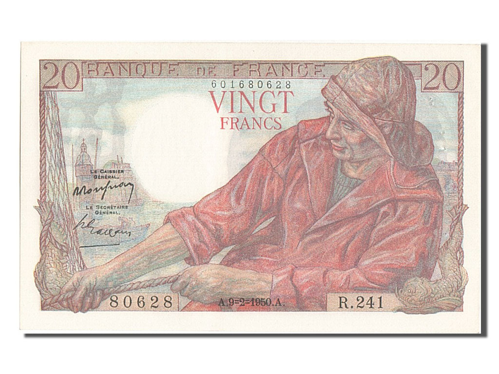 Banknot, Francja, 20 Francs, Pêcheur, 1950, 1950-02-09, UNC(60-62)