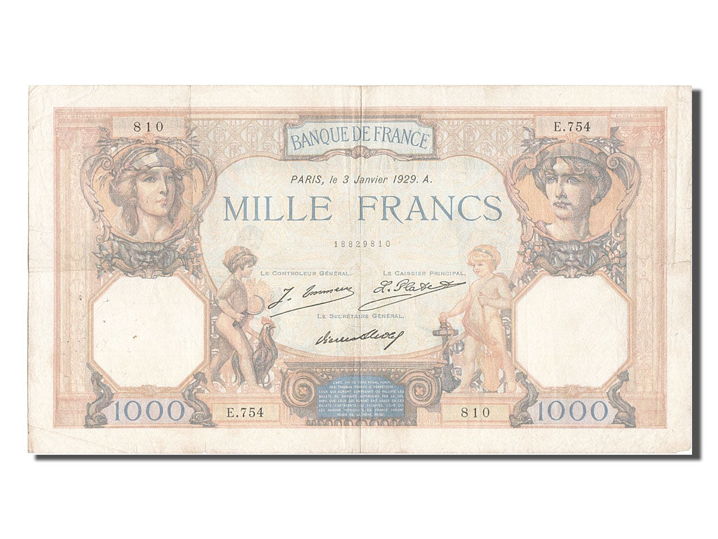 France, 1000 Francs, 1 000 F 1927-1940 ''Cérès et Mercure'', 1929, KM #79a, 1...