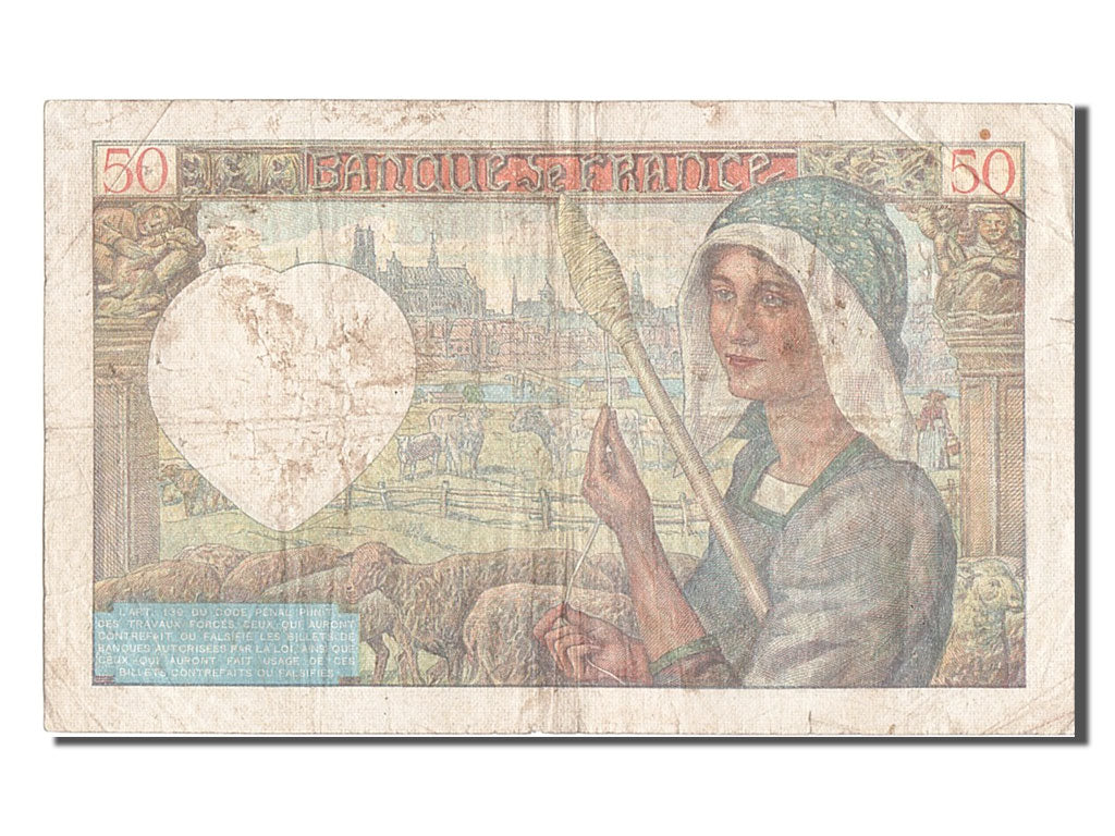 France, 50 Francs, 50 F 1940-1942 ''Jacques Coeur'', 1940, KM #93, 1940-06-13,..