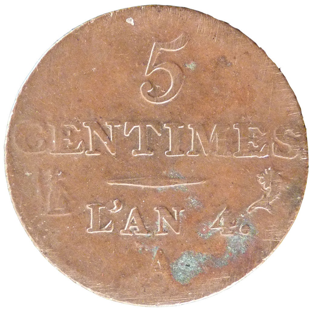 Francia, Dupré, 5 Centimes, 1796, Paris, MB, Bronzo, Gadoury:124