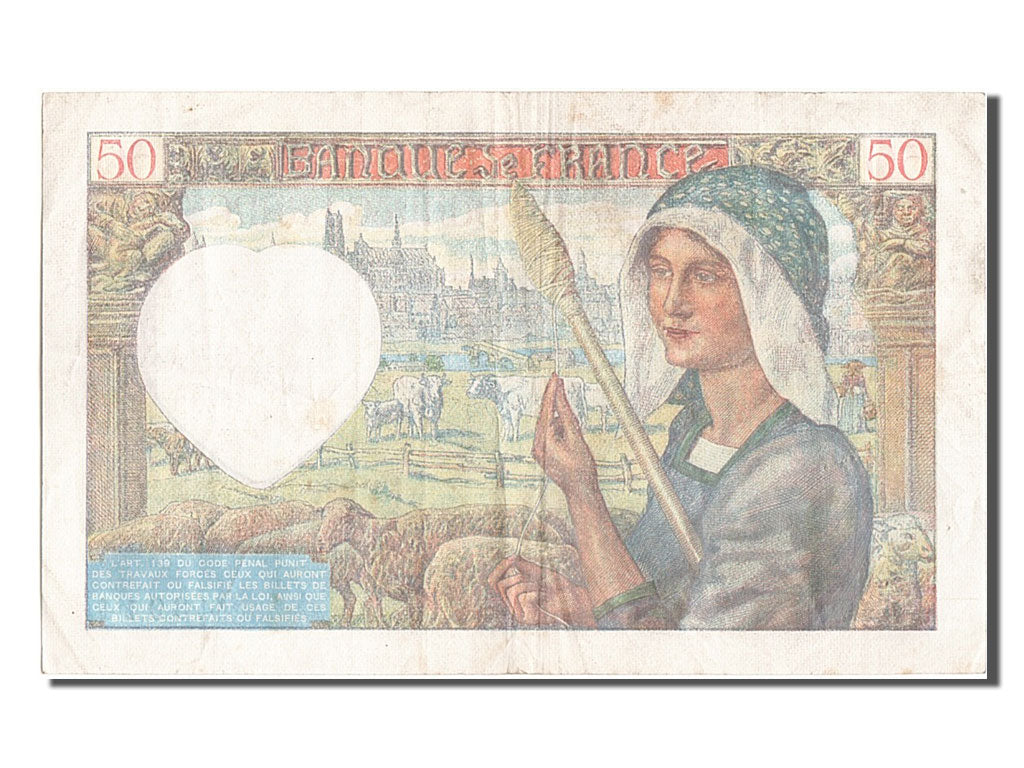 Francia, 50 Francs, 50 F 1940-1942 ''Jacques Coeur'', 1940, KM:93, 1940-09-26...