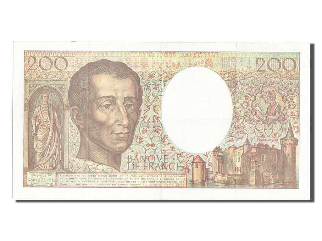 Banknote, France, 200 Francs, 200 F 1981-1994 ''Montesquieu'', 1992, AU(50-53)