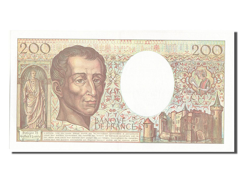 Banknote, France, 200 Francs, 200 F 1981-1994 ''Montesquieu'', 1992, UNC(60-62)