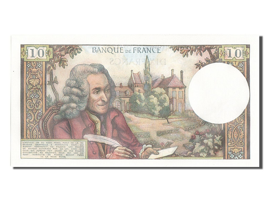 Geldschein, Frankreich, 10 Francs, 10 F 1963-1973 ''Voltaire'', 1972